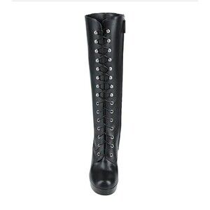 BLack Leather Lace Up Boots MICHEAL KORS Collection-Tall Knee High Ladies sz6